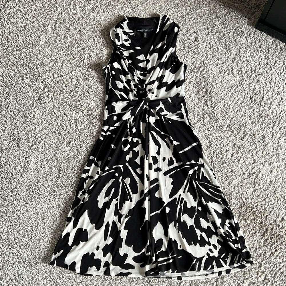 Abstract Butterfly Print Twist-Front Dress XS